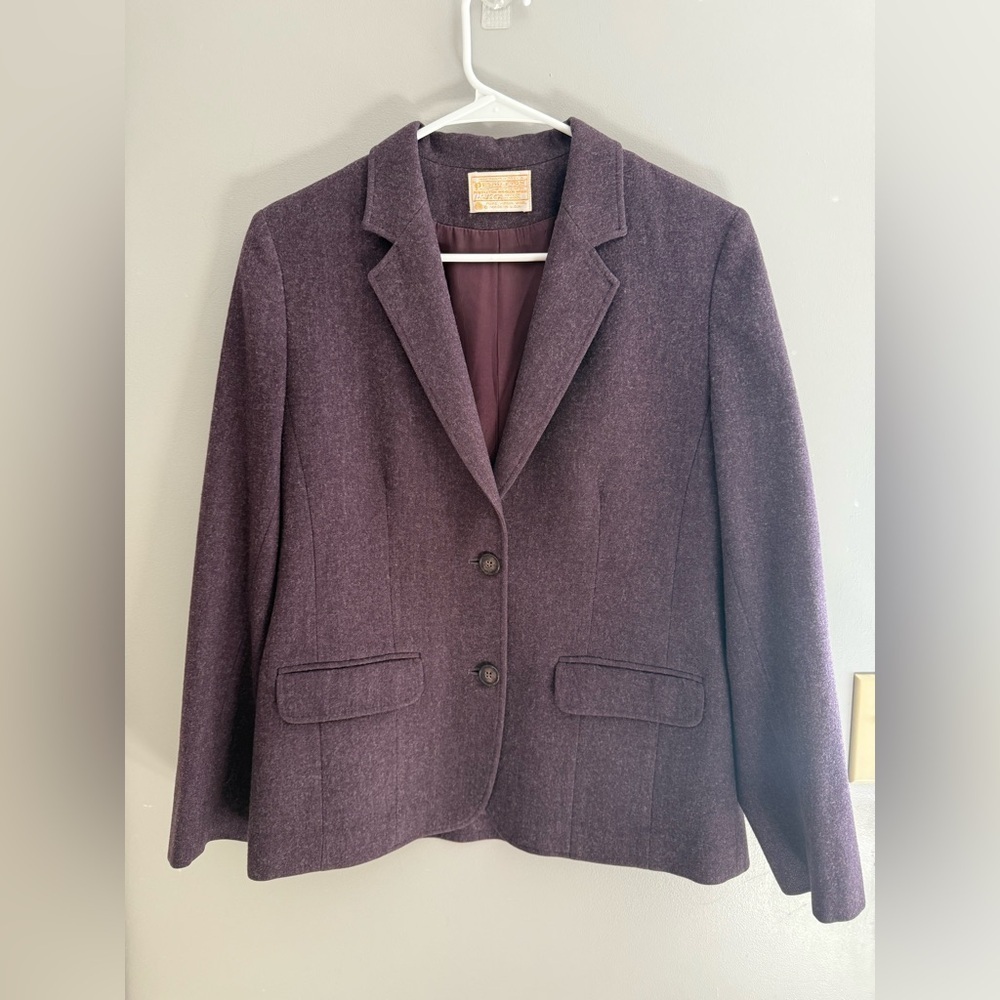 VTG Pendleton Button Front Blazer Jacket Women’s SZ 10 Heathered Purple Wool